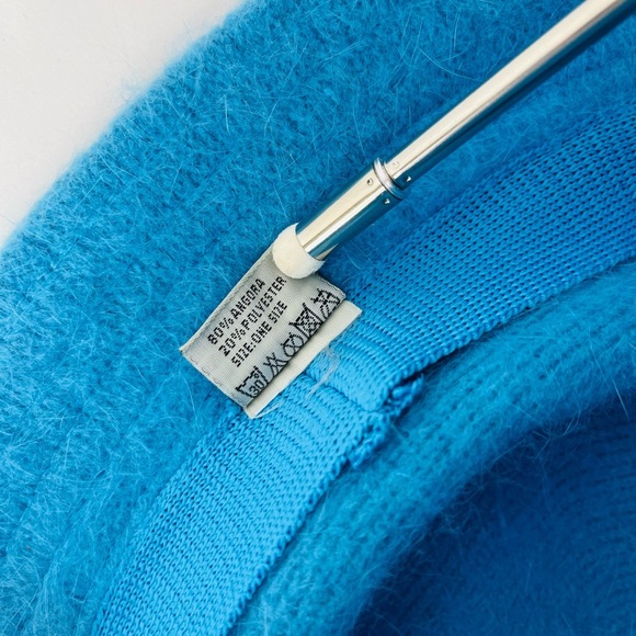 Cheveux CC Teal Blue Angora Blend Bucket Pill Box Hat with leather bow One Size - Picture 7 of 12